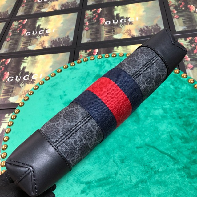 Gucci手包 523603 古馳GUCCI新款男包 GG雙G條紋男士手拿包  gqy2888